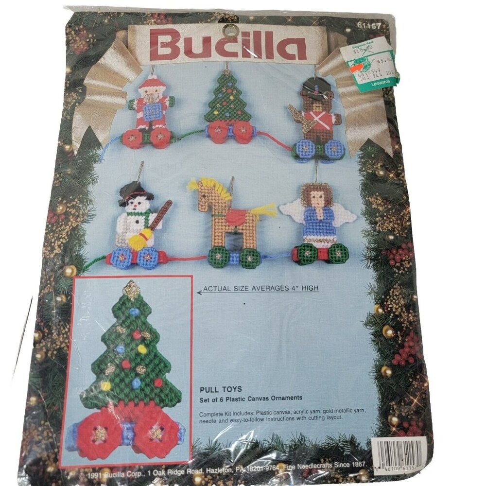 Vintage Bucilla 6 SEW Ornaments Kit 61157 Christmas PULL‎ TOYS SEALED